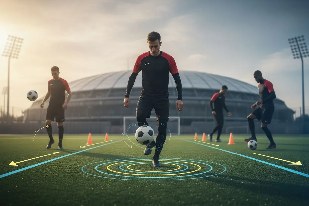 Упражнения на контроль мяча в футболе для новичка